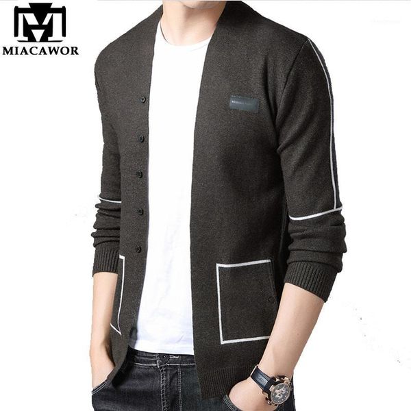 

miacawor original brand sweater men fashion knitted cardigan men wool sweaters slim fit casual pull homme y1381, White;black
