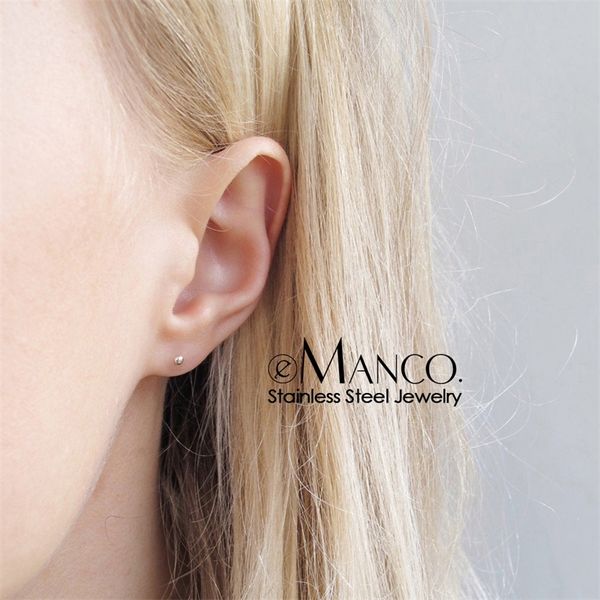 e-Manco Durchmesser 3 mm Kugel kleiner Ohrstecker für Frauen einfache Edelstahlohrringe Set Modeschmuck Y200323