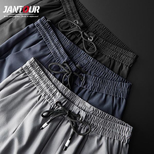 

jantour brand sweatpants stretch men's casual pants black blue gray classics skinny fashion slim jogging carg trousers 28-38