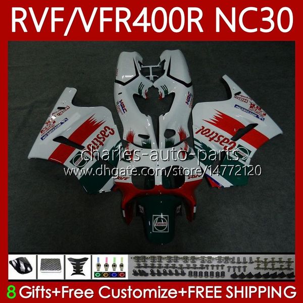 Bodys для Honda RVF400R N30 V4 VFR400 R VFR400R 89-93 Castrol RED 79NO.18 RVF VFR 400 RVF400 R 400RR 1989 1990 1991 1992 1993 VFR400RR VFR 400R 89 90 91 92 93 обтекатель