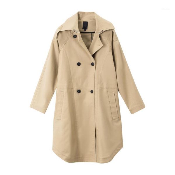 

women's trench coats elfstyle women khaki double-breasted coat - fall winter 2021 female style outerwear1, Tan;black