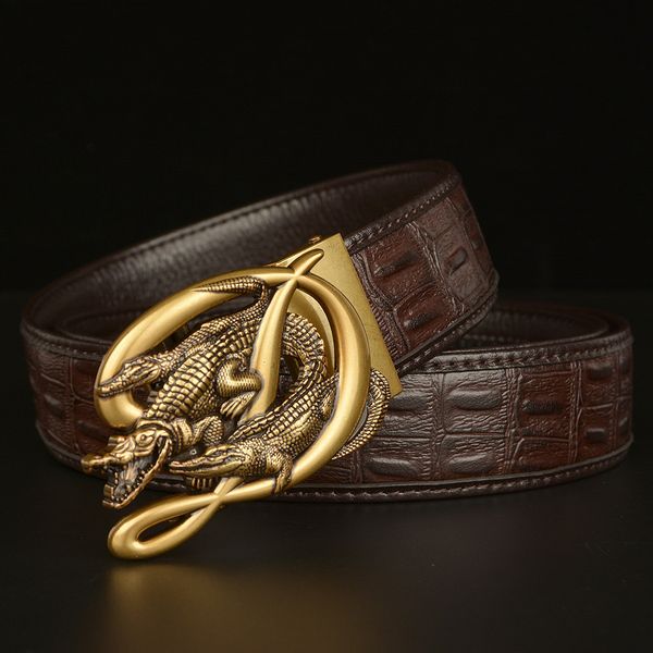 

2020men's automatic buckle belt alloy buckle business fashion casual jeans belt, Black;brown
