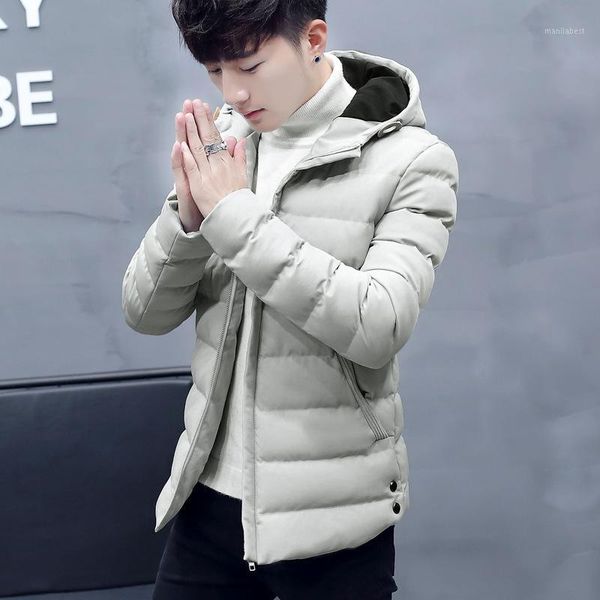 

cotton-padded clothes men's winter jacket cotton-padded clothes men's jacket slim fit hooded1, Black