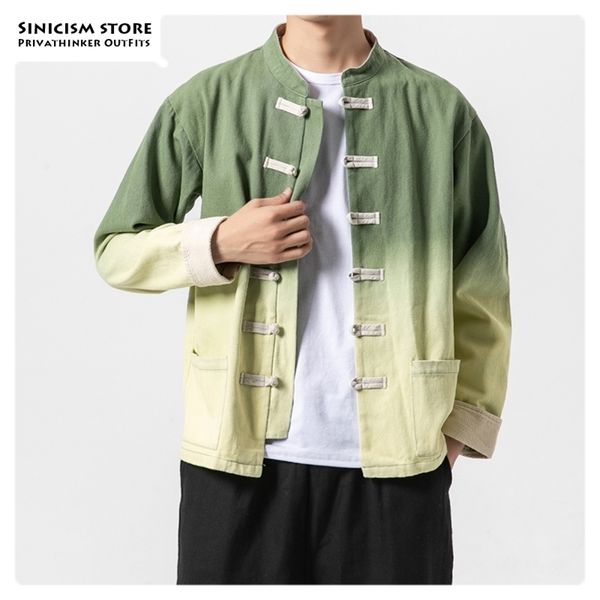 

sinicism store gradient casual chinese style men jackets autumn vintage mens jacket fashion single breasted male coat 5xl 201114, Black;brown