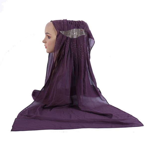 

2019 new style islam muslim scarf chiffon drilling bag scarf female, Blue;gray