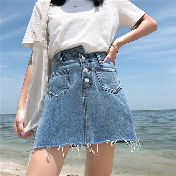 

2021 tide version autumn casual temperament solid color mini skirt cute brown a line skirt zipper button pocket fashion, Black