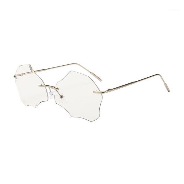 

sunglasses fashion retro women rimless design irregular plastic material lenses 1613 uv400 protection eyewear1, White;black