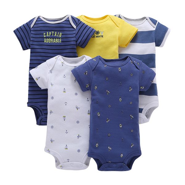 

baby boy clothes 5pcs/lots cotton newborn infantil girl clothing cartoon baby jumpsuits costumes 6 9 12 18 24m roupas de bebes 201028, Blue