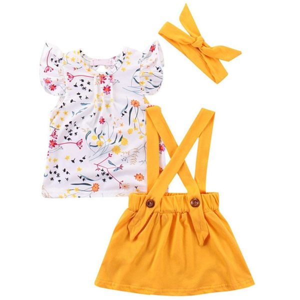 

summer girls sleeveless floral t-shirt sling dress set kid size120cm, Black;white