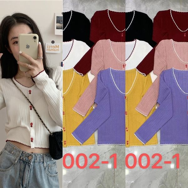 

t8lt6 purple v-neck knitted t-shirt sleeve long coat t-shirt women's spring and autumn 2020 new careful machine feeling design super fi, White;black