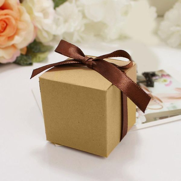 

50 pcs/pack diy kraft paper box handmade brown square candy box for birthday party wedding gift decorative