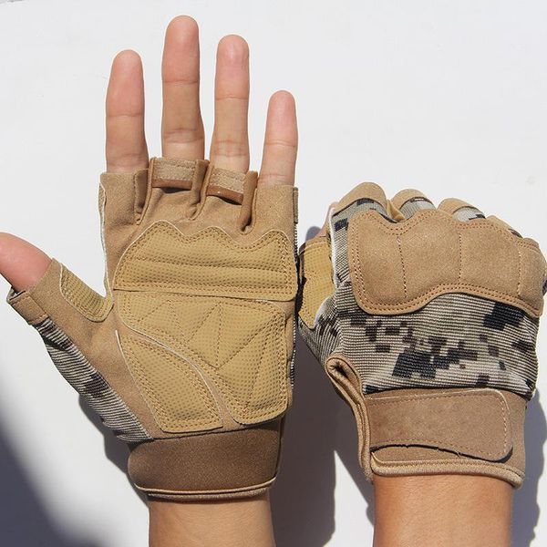 

five fingers gloves army tactical half finger bicycle camouflage men women sports climbing fitness driving special forces a15, Blue;gray