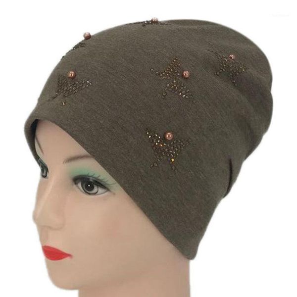 

women's knitted hat fabric fashion flannel hat pearl casual pullover winter without cornices1, Blue;gray