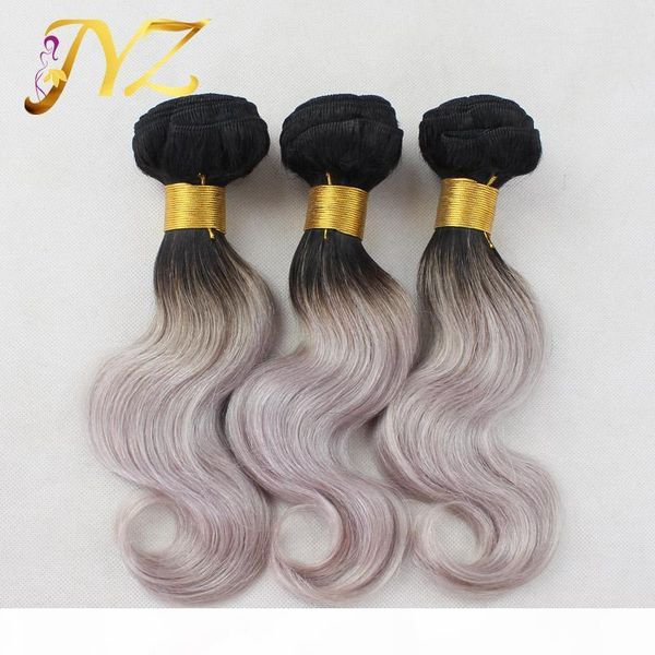 

ombre hair extensions brazilian ombre 3pcs lot virgin human hair weave 1b red blue grey purple color remy human hair bundles ing, Black