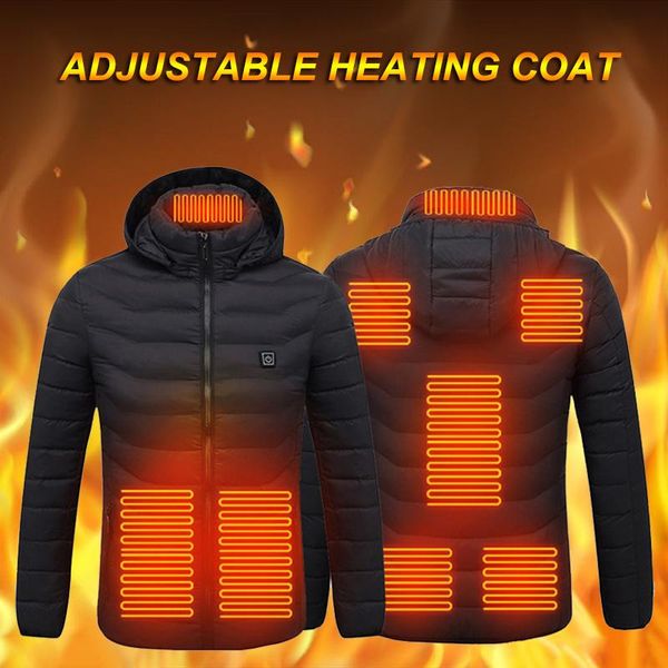 

men's down & parkas heated jackets heat coat usb electric thermal clothing infrared heating hooded winter outdoor warm, Black