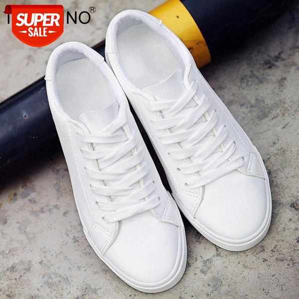 

tino kino new women flat lace up autumn sneaker white vulcanized ladies pu leather solid shoes female fashion casual footwear #zj8q