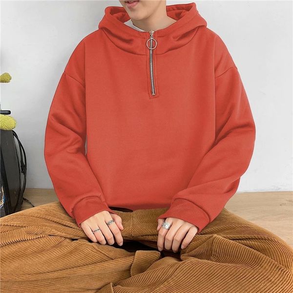 

street fashion brand zipper cardigan autumn and winter korean fashion versatile student loose harajuku bf style hooded sweater men's fa, Black