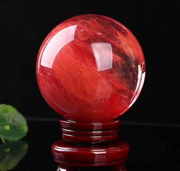 

48--55 mm red crystal ball red smelting stone crystal ball sphere crystal healing crafts home docor wmtonm xhlight