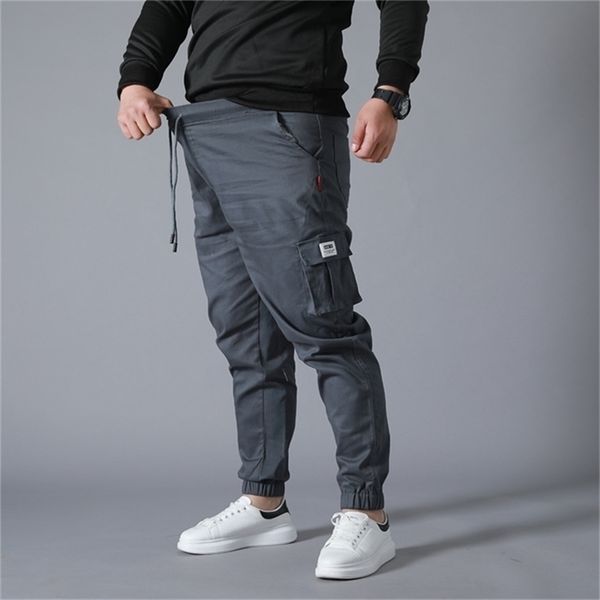 Pantalon cargo multi-poches résistant à l'usure Plus Taille Salopette de travail Jogger Super Loose Hommes Pantalons décontractés en coton 201221