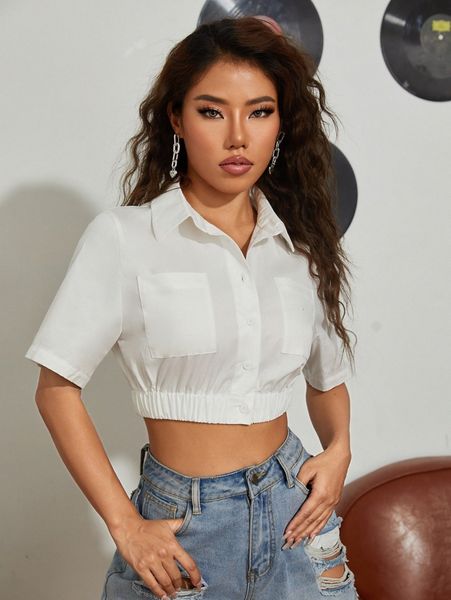 

drop shoulder crop y8d1#, White