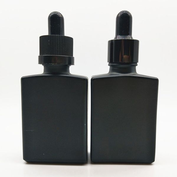 

30ml black glass bottle frosted flat square bottle essential oil bottle