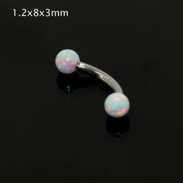 

1pcs surgical steel opal stone septum nose ring opal ball closure nipple tragus eyebrow lip belly piercing earring body jewelry q sqcgqm, Silver