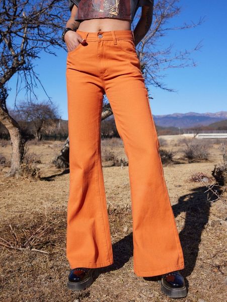 

romwe solid flare leg jeans j03a#, Blue