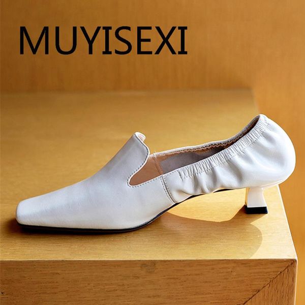 

brand shoes women 3.5cm med heels genuine leather ladies shoes square toe high heels fashion women pumps red dav02 muyisexi, Black