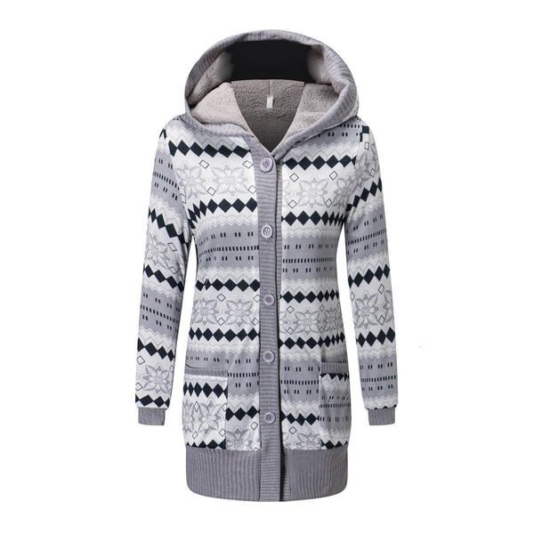 

new long cardigan sweater women casual womens sweater velvet thick print hooded sweater knitted women pull femme hiver, White;black