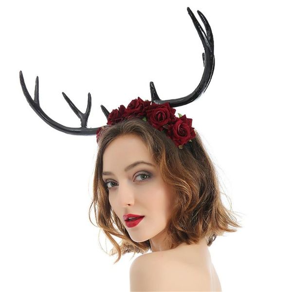 

girl giant deer horn headband gothic branches halloween xmas antler costume hairband props cosplay headdress headwear #m