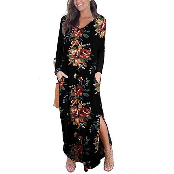 

fi5zt split autumn and printed 2019 new winter v-neck long sleeve tdd0z irregular dress casual dress, Black;gray