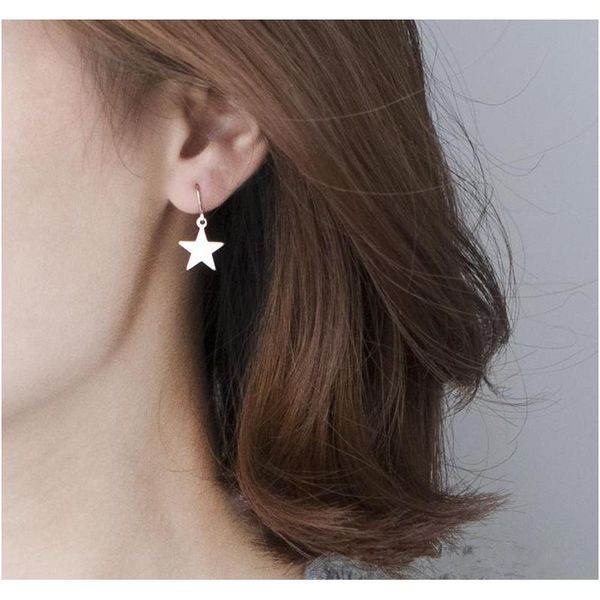 

europe and the united states minimalist simple wild geometric girl floral cute five-pointed star earrings earrings eawholesale rknqm lt06o, Silver