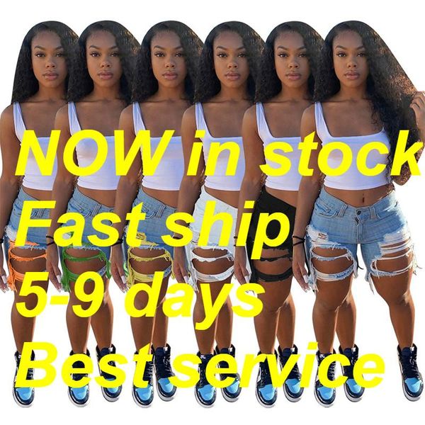 

2020 fashion all-match slim ripped ladies denim shorts, White;black