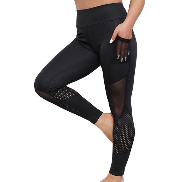 

chrleisure mesh sport feminina fitness women yoga leggings high waist booties pants y200529, Black