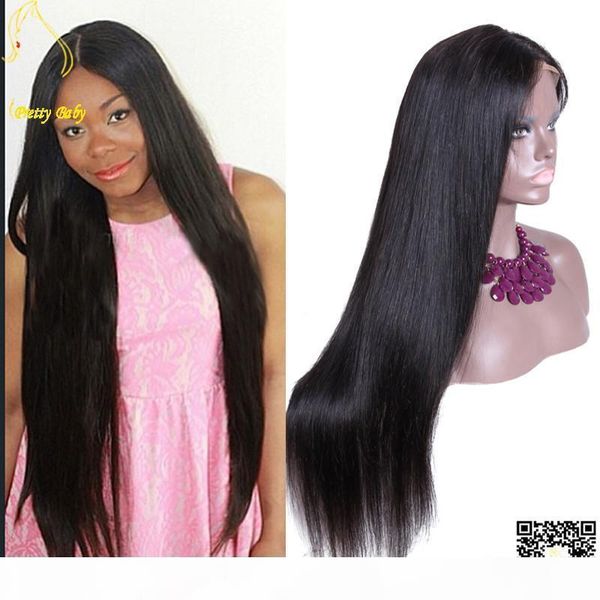 

silky straight lace front human hair wig malaysian glueless human hair full lace wigs with bleach knots for black women, Black;brown