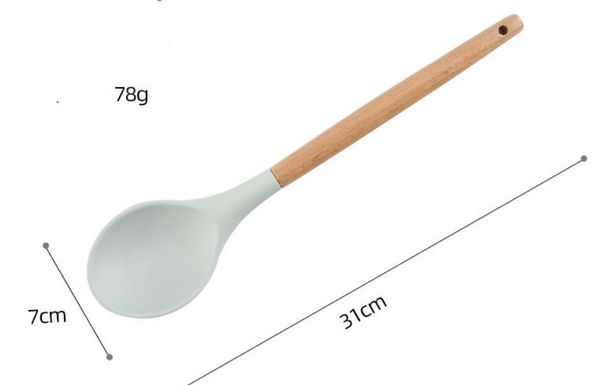 

wooden handle sile kitchenware set cooking spoon shovel sile kitchenware set non-stick pan shovel spo jllkxw warmslove