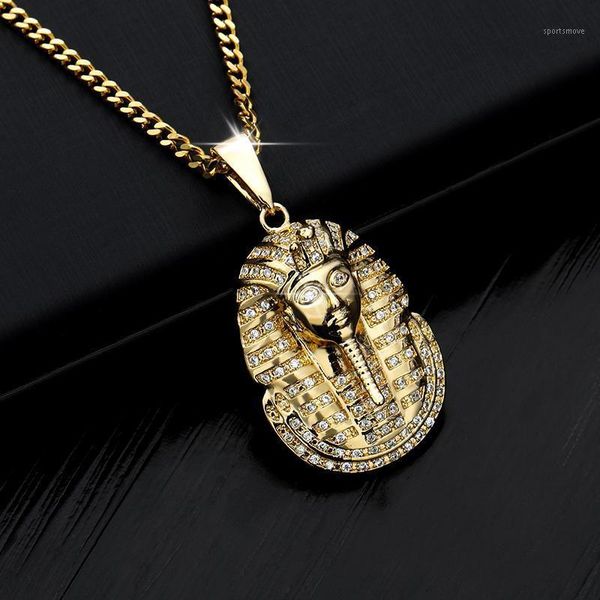 

pendant necklaces arrival hip hop jewelry iced out egyptian pharaoh necklace zircon charm gold chain for men women gift1, Silver