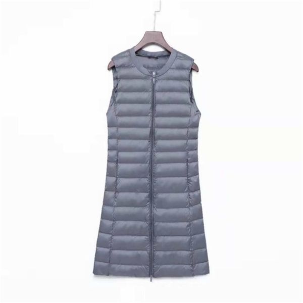 

newbang brand women's long vest ultra light down vests women female down coat long slim sleeveless two-way zipper jacket 201214, Black;white