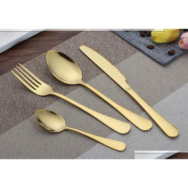 

high-grade gold cutlery flatware set spoon fork knife tea spoon stainless steel dinnerware qylhhs my_home2010