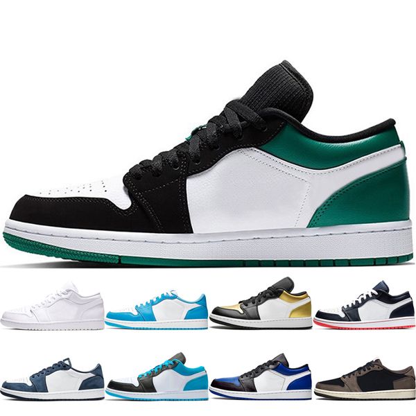 

new arrive 1 1s shoes basketball low shoes black mystic green obsidian white blue gold toe obsidian midnight navy blue outdoor shoes