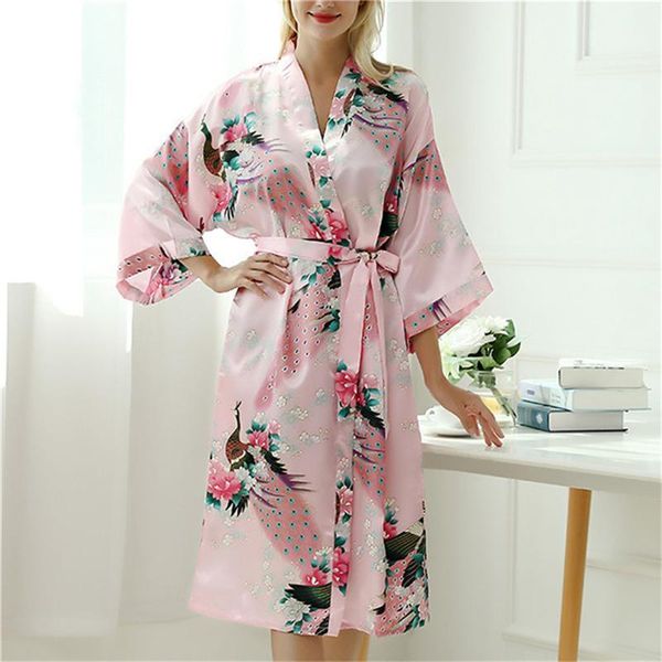 

floral printed nightgown ladies autumn calf length half sleeves sleepwear bohemian fashion female bathrobe1, Black;red