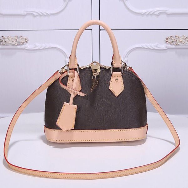

size 25cm 32cm alma bb women handbags purses brown flower brown checker female crossbody bags genuine leather fashion designer bags