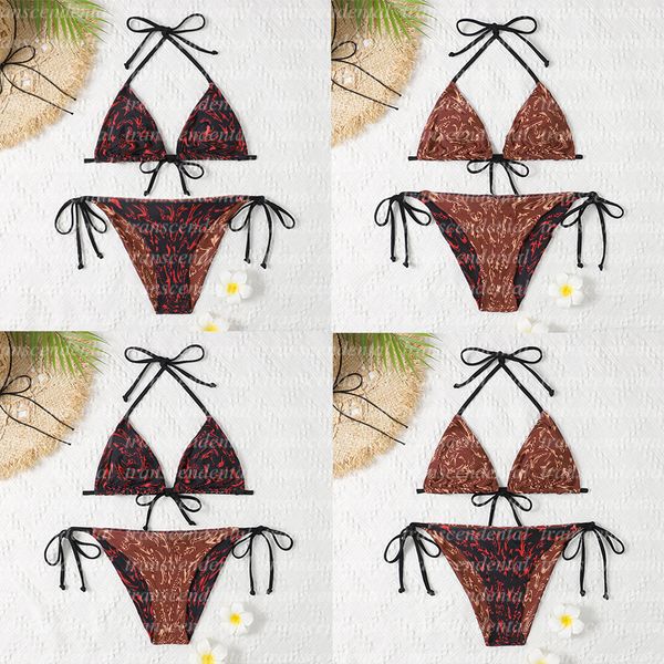 

reversible swimwear leopard bikini set two piece swim suit printing swimsuit for holiday bathing suits pad tags, Black