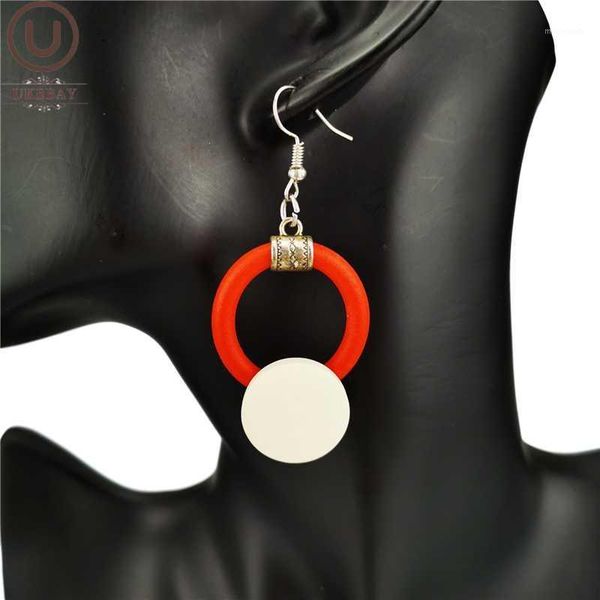 

dangle & chandelier ukebay round drop earrings for women handmade rubber jewelry gothic wood fashion ear accessories birthday gift girl1, Silver