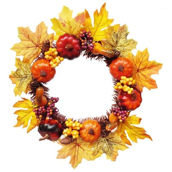 

artificial fall wreath pumpkin garland maples leaf home wall thanksgiving halloween decor dnj9981