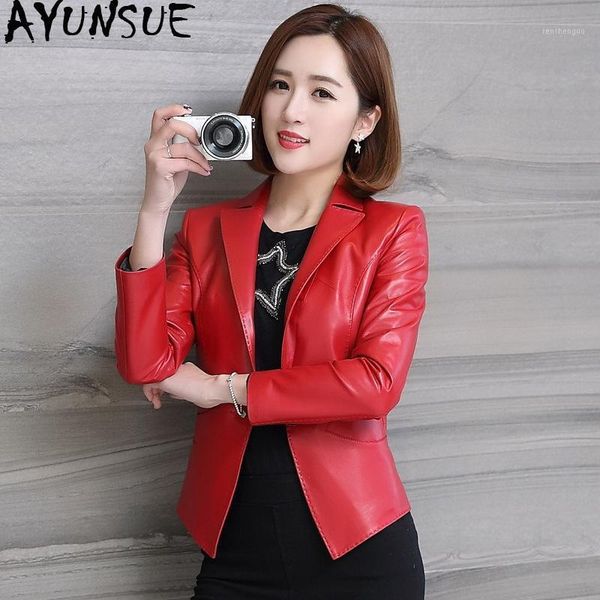 

genuine leather jacket women real sheepskin coat leather bomber jackets spring autumn plus size motocycle coat 1742 kj48711, Black