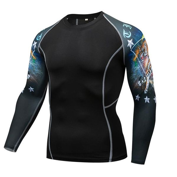 

men's rashguard, jiu jitsu bjj long sleeve t-shirt, fitness, sporting boxing shirt men's sportswear, Black;blue