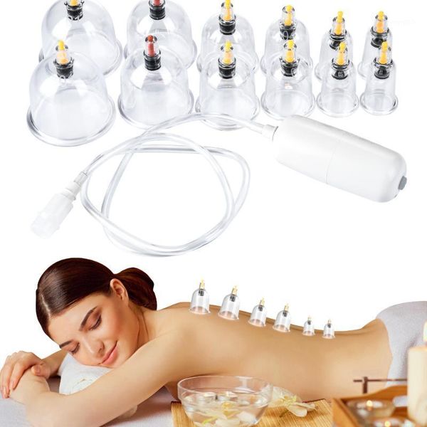 

12 cans cups chinese vacuum cupping kit pull out vacuum apparatus therapy relax body massage cans health care tool1