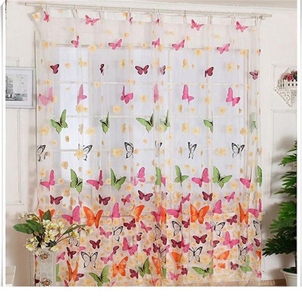 

butterfly printed tulle voile door window balcony curtains for living room butterfly bbyuxo