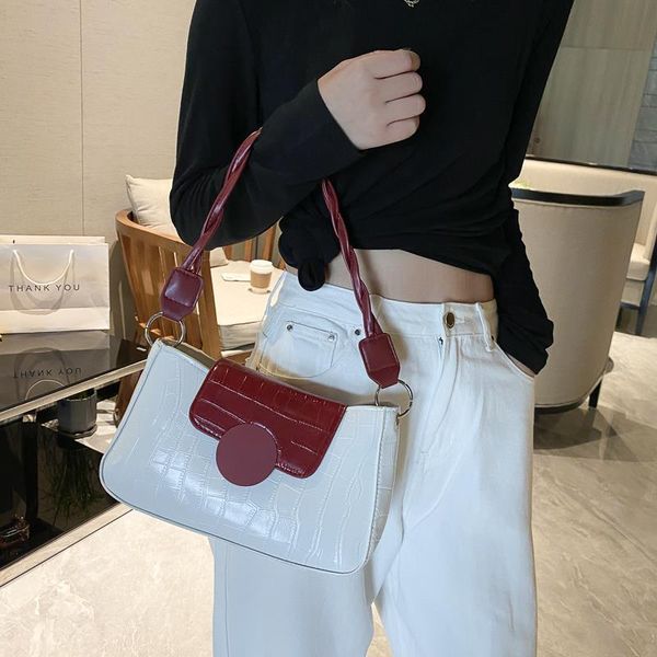 

fashion design crocodile pattern pu leather women small shoulder bags elegant lady baguette purse handbag vintage female tote